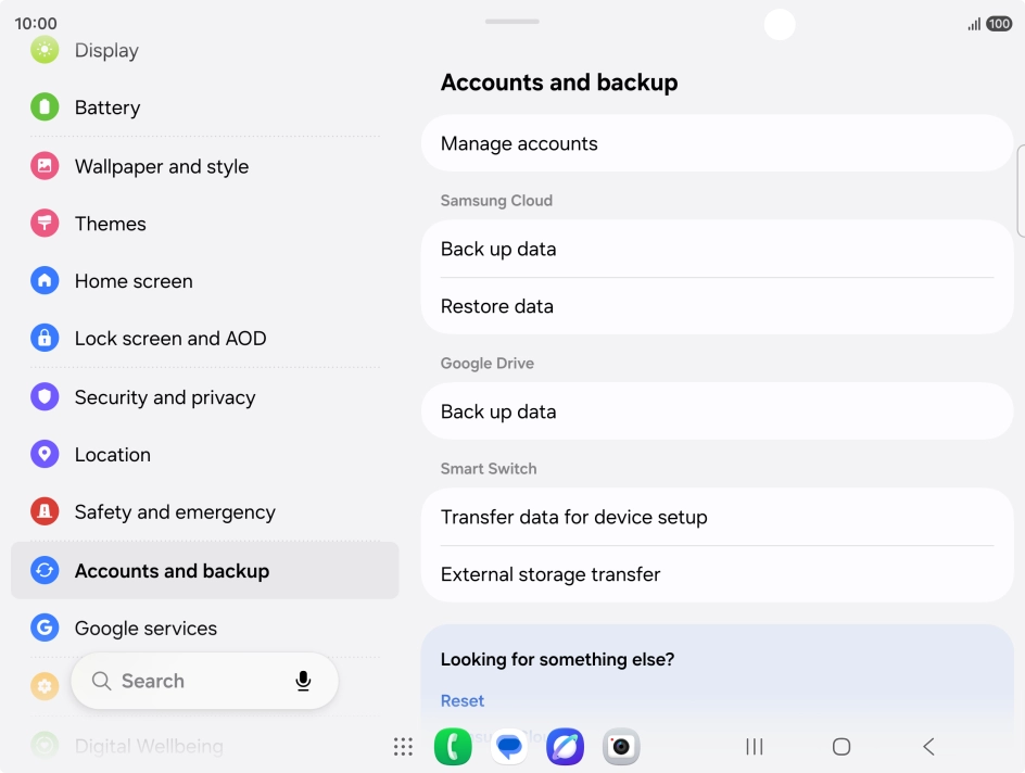 Press Manage accounts.