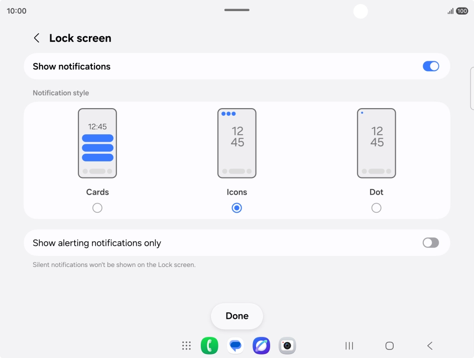 Press the required settings to turn them on or off.