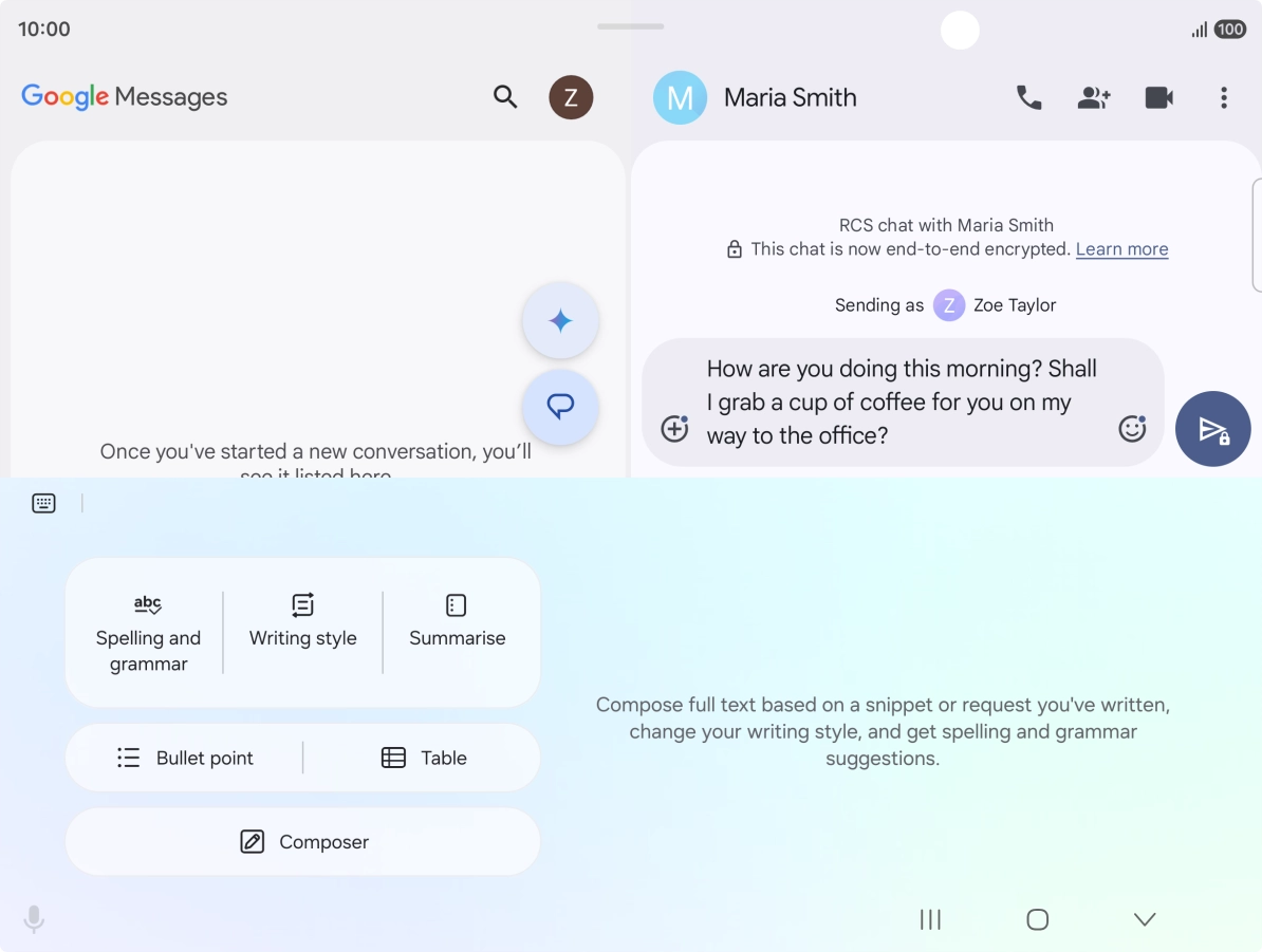 To change the writing style of your text, press Writing style and follow the instructions on the screen to use the function.