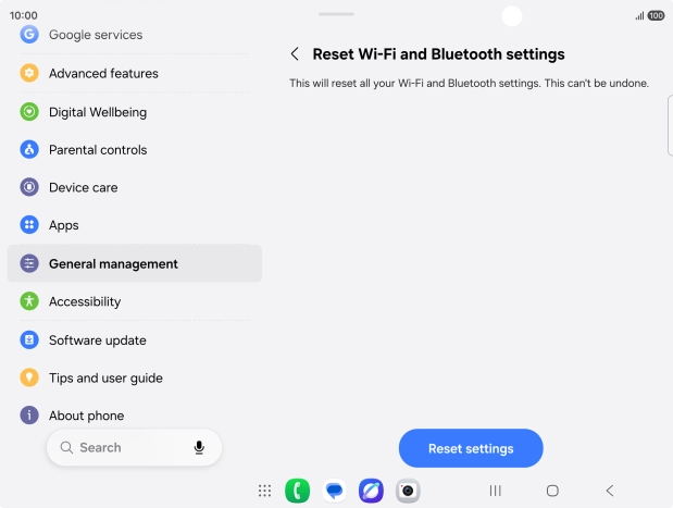 Press Reset settings.