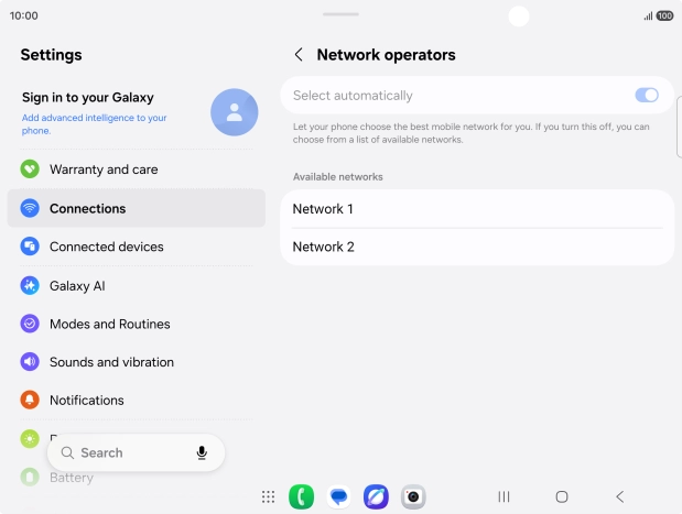 Press the required network.
