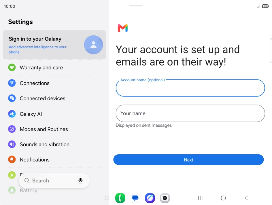 Press Your name and key in the required sender name.