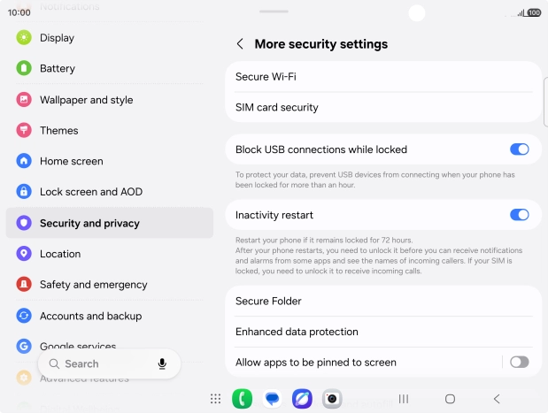 Press SIM card security.