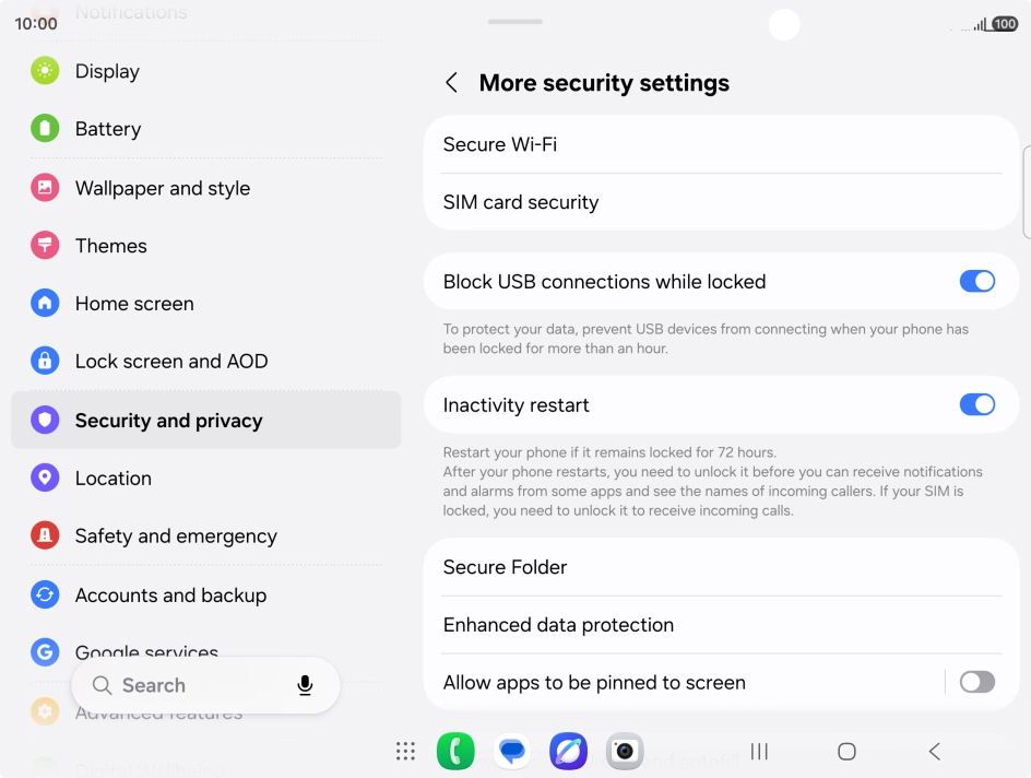 Press SIM card security.
