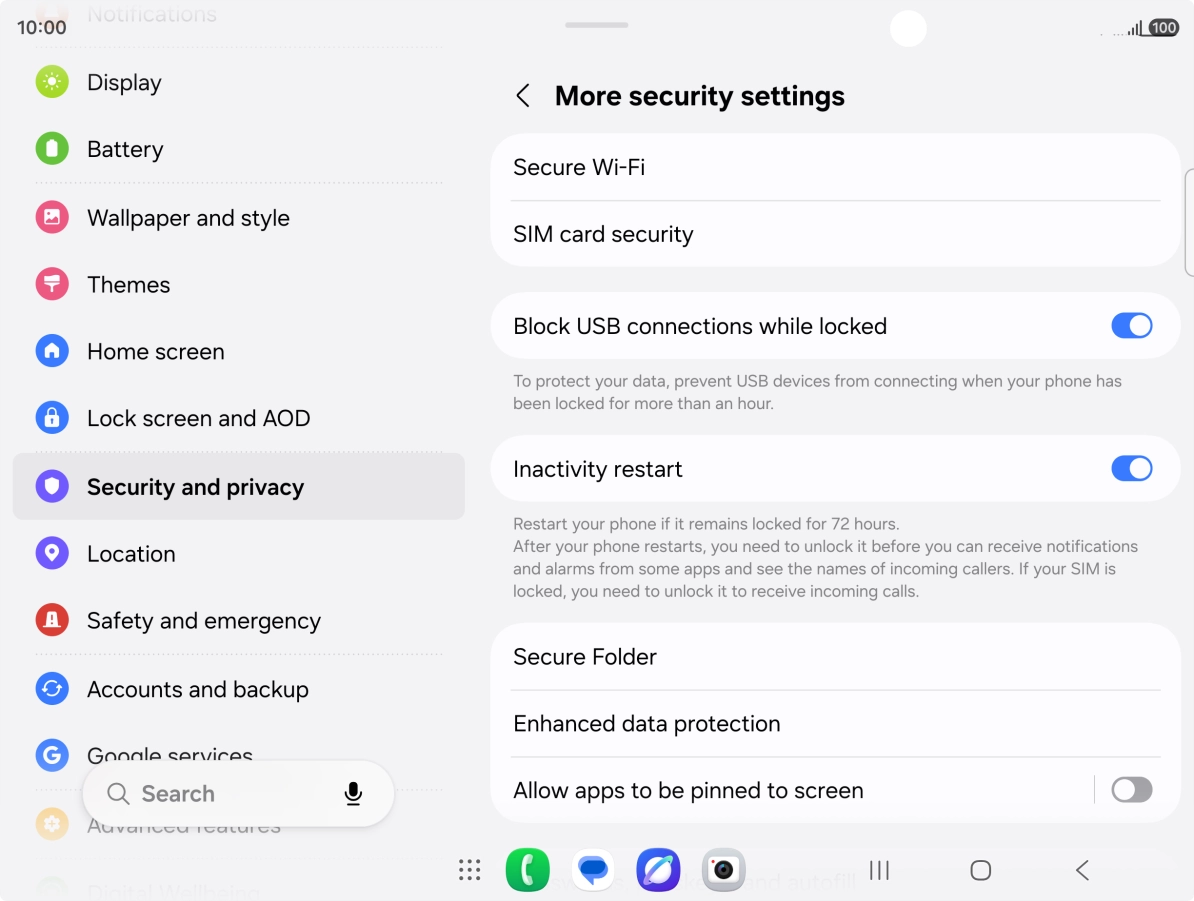 Press SIM card security.