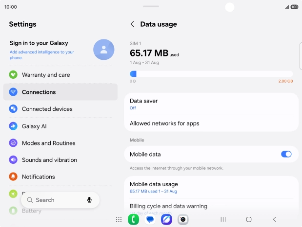 The total data usage is displayed.