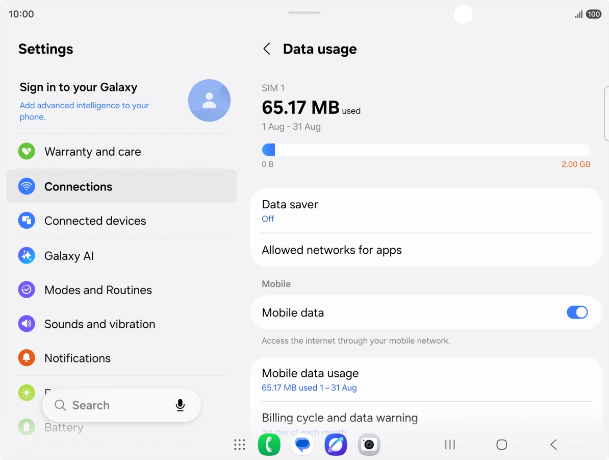 The total data usage is displayed.
