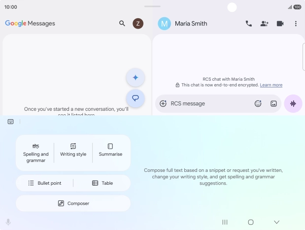 To generate a text, press Composer and follow the instructions on the screen to use the function.