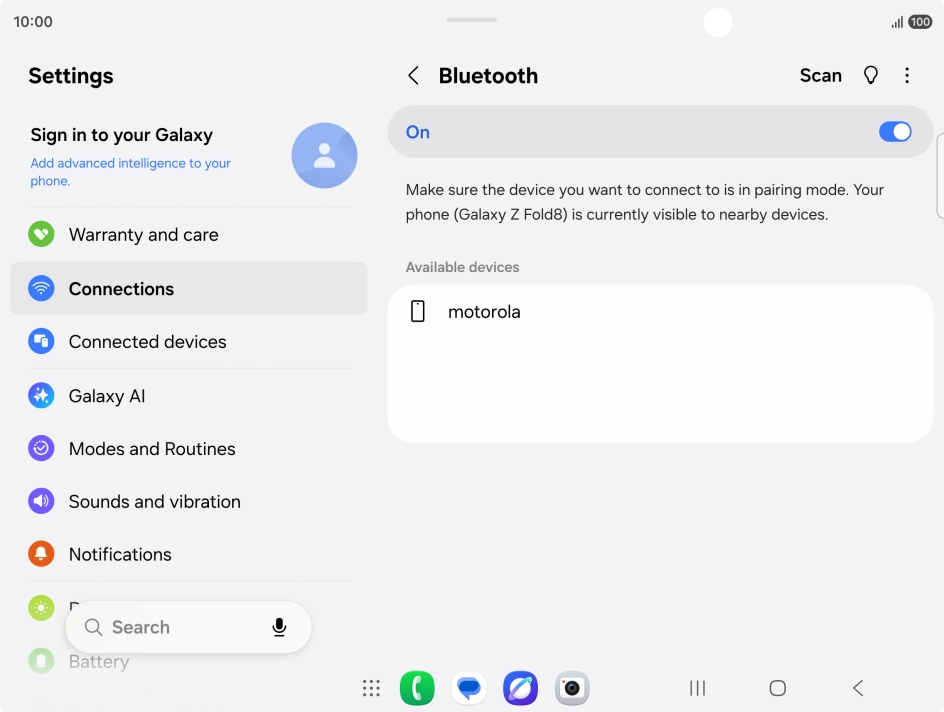 Press the required Bluetooth device and follow the instructions on the screen to pair the device with your phone.