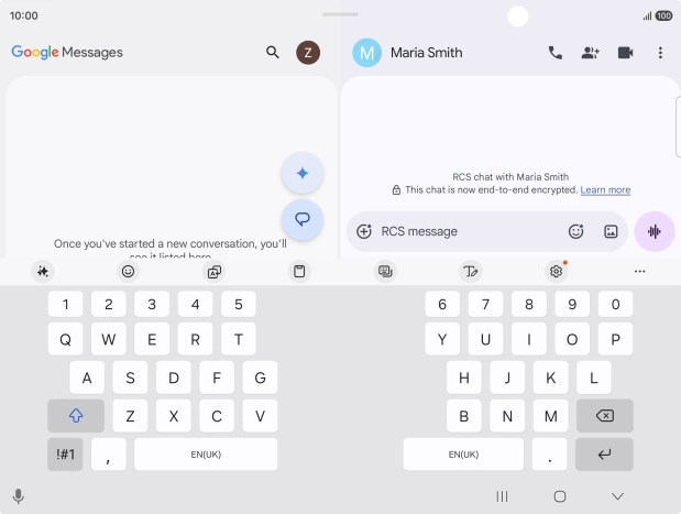 Select an existing conversation or create a new message and press the AI icon.