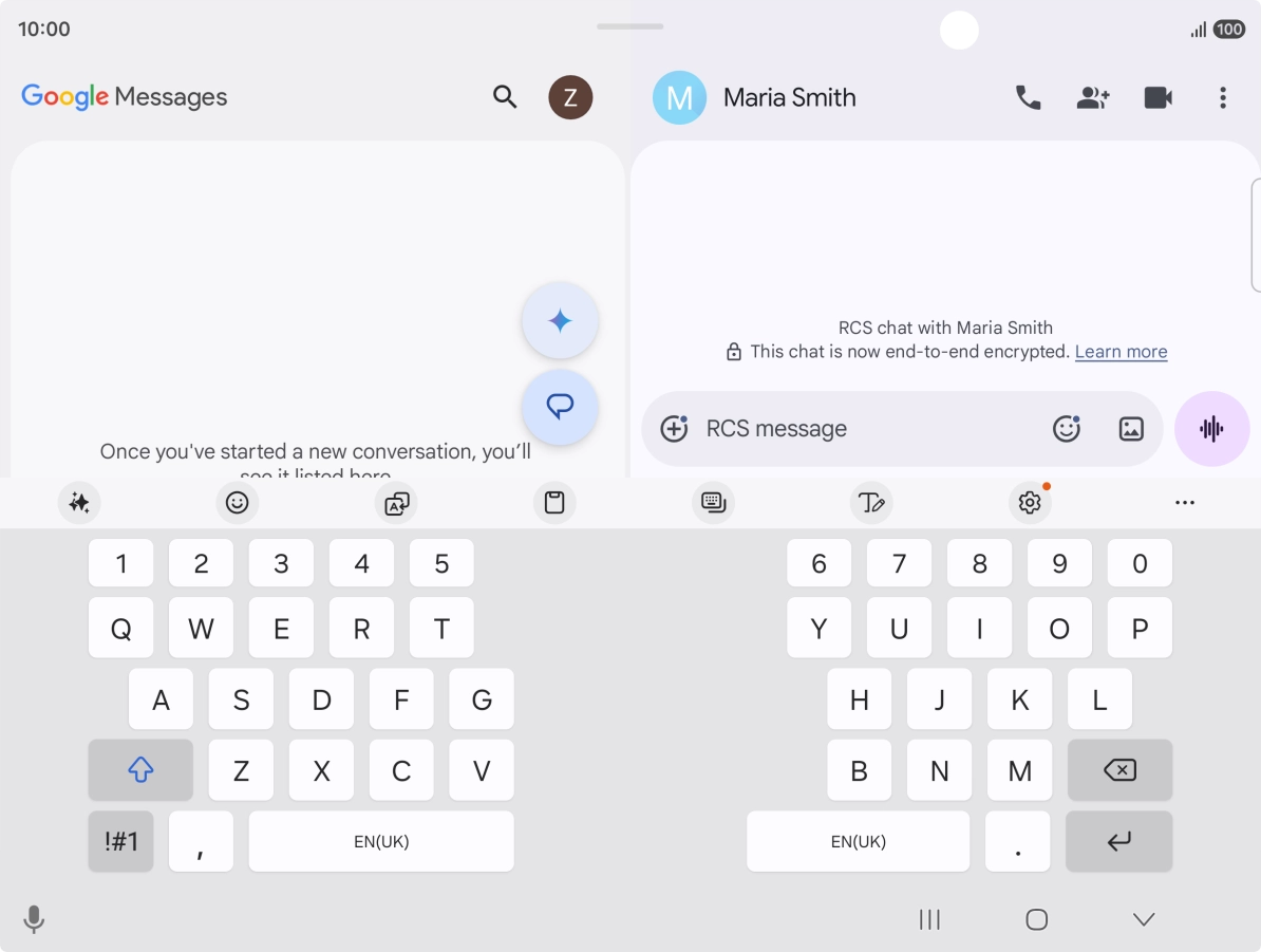 Select an existing conversation or create a new message and press the AI icon.