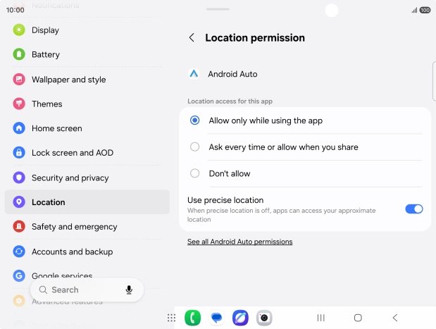 Press the required setting.