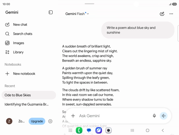 You can ask Gemini to generate a text based on your description.