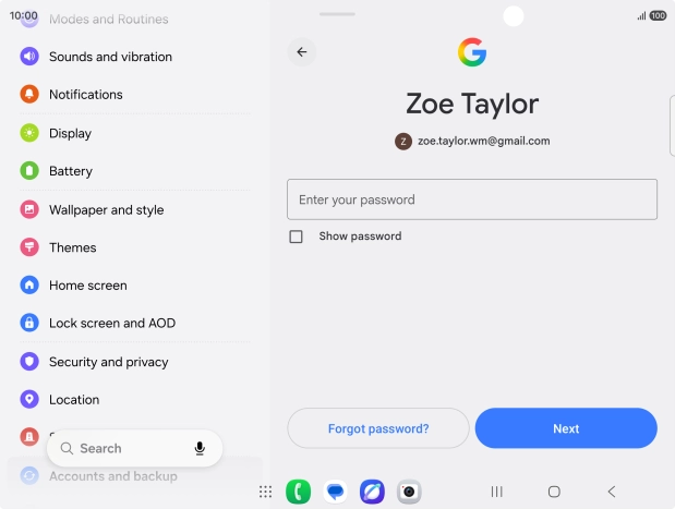 Press Enter your password and key in the password for your Google account.