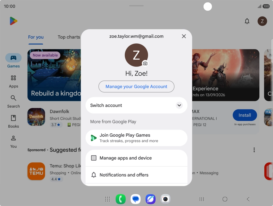 Press Manage apps and device.