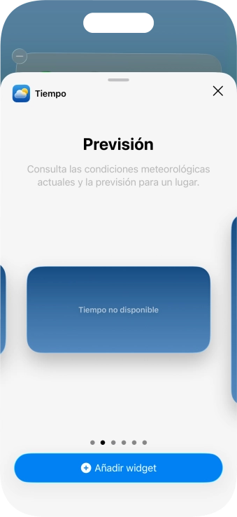 Desliza el dedo hacia la derecha o hacia la izquierda por la pantalla para seleccionar el tamaño de widget deseado.