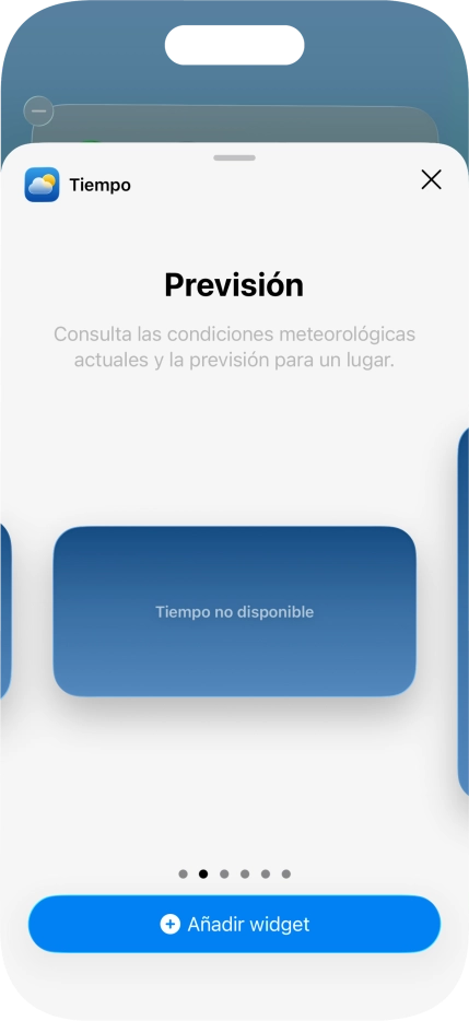 Desliza el dedo hacia la derecha o hacia la izquierda por la pantalla para seleccionar el tamaño de widget deseado.