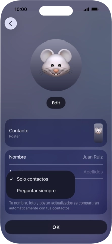 Pulsa el ajuste deseado.