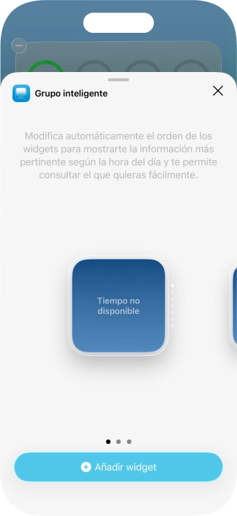 Desliza el dedo hacia la derecha o hacia la izquierda por la pantalla para seleccionar el tamaño de widget deseado.