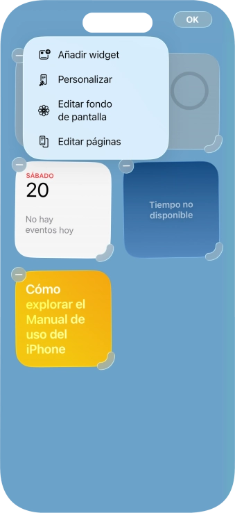 Pulsa Añadir widget.