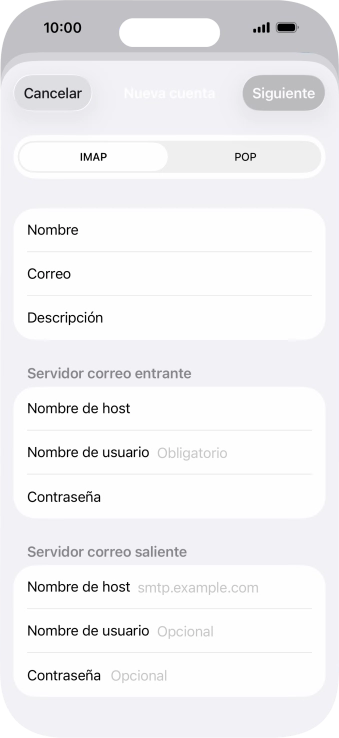 Pulsa Nombre de usuario e introduce el nombre de usuario de tu cuenta de correo electrónico.