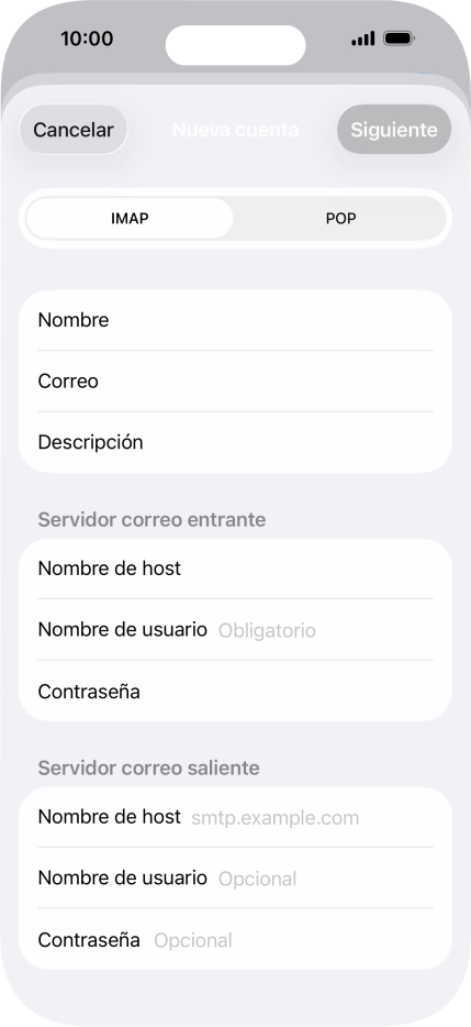 Pulsa Nombre de usuario e introduce el nombre de usuario de tu cuenta de correo electrónico.
