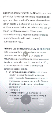 Para utilizar la inteligencia visual en un texto, fotografía el texto, pulsa el ajuste deseado y sigue las indicaciones de la pantalla para utilizar la función.