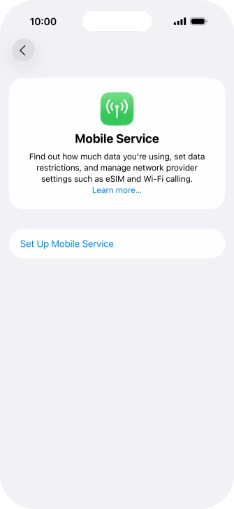 Press Set Up Mobile Service.