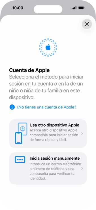 Pulsa Inicia sesión manualmente.