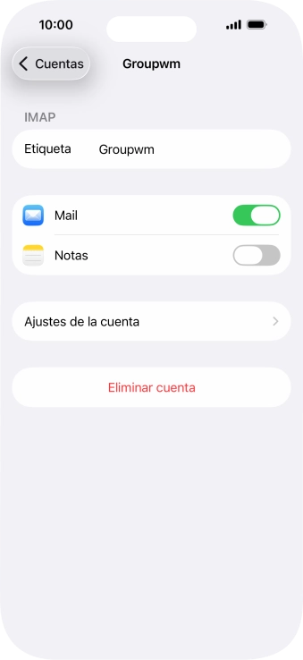 Pulsa Ajustes de la cuenta.