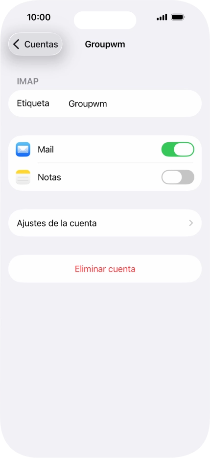 Pulsa Ajustes de la cuenta.