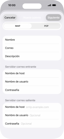 Pulsa Nombre de host e introduce smtp.vodafone.es.
