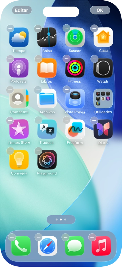 Pulsa el icono de página de pantalla de inicio.