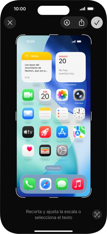 Sigue las indicaciones de la pantalla para editar y guardar tu pantallazo.