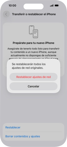 Pulsa Restablecer ajustes de red.