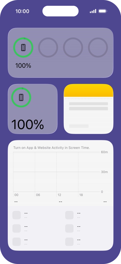 Slide your finger up or down on the screen to see more widgets.