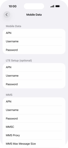 Press APN and key in live.vodafone.com.