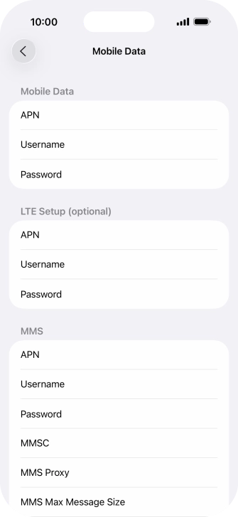 Press APN and key in live.vodafone.com.