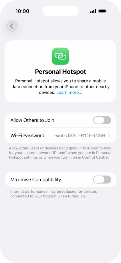 Press Wi-Fi Password and key in the required password.