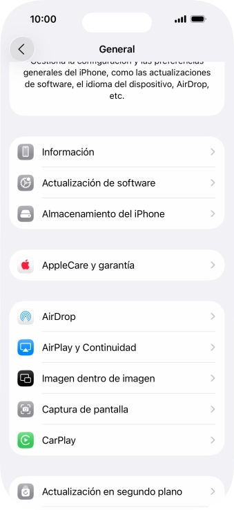 Pulsa Actualización de software. Si hay una versión de software nueva disponible, aparecerá ahora en la pantalla. Sigue las indicaciones de la pantalla para actualizar el software del teléfono.