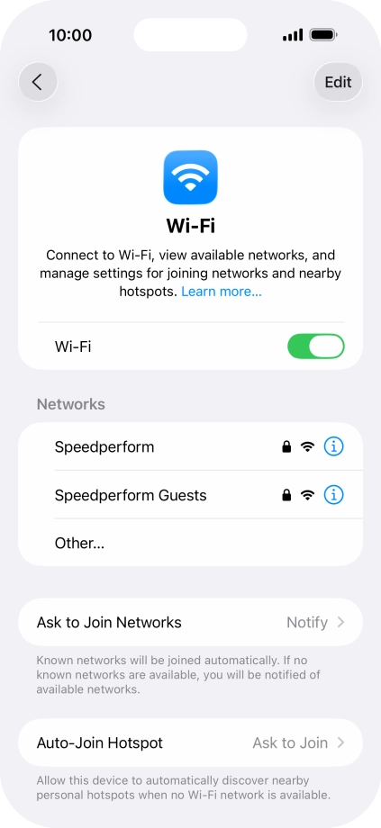 Press the required Wi-Fi network and key in the password for the Wi-Fi network.
