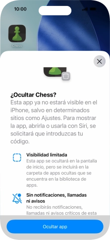 Pulsa Ocultar app.