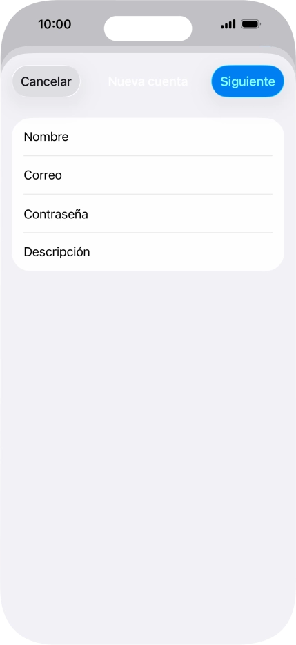 Pulsa Descripción e introduce el nombre de la cuenta de correo electrónico.