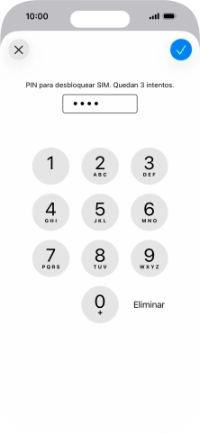 Introduce el código PIN y pulsa el icono de aceptar.