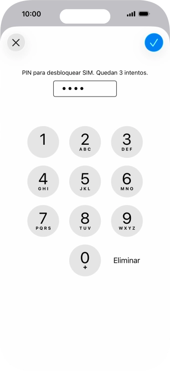Introduce el código PIN y pulsa el icono de aceptar.