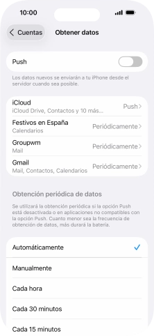 Si desactivas la función, pulsa el ajuste deseado.