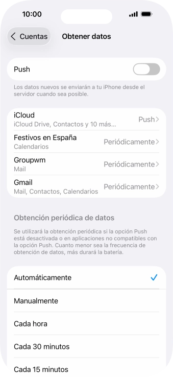 Si desactivas la función, pulsa el ajuste deseado.
