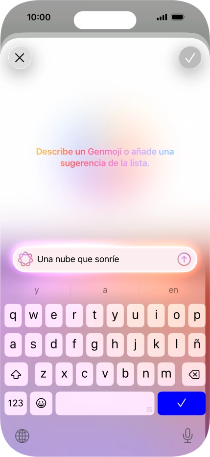 Escribe con tus propias palabras cómo tiene que ser el Genmoji y pulsa la flecha hacia arriba.