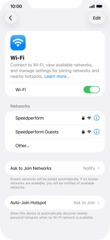 Press the required Wi-Fi network and key in the password for the Wi-Fi network.