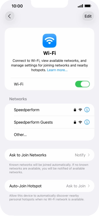 Press the required Wi-Fi network and key in the password for the Wi-Fi network.